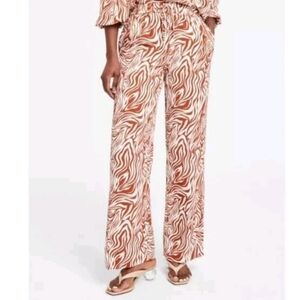 Bar III Women's Pants Size L  Zebra Print Wide Leg Orange/Beige